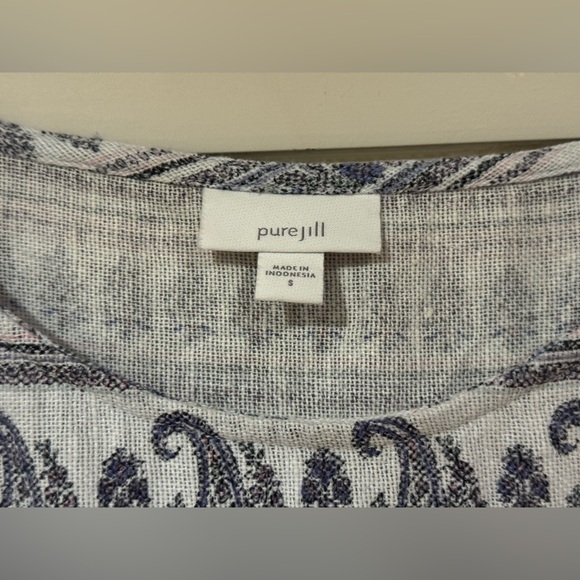 J.Jill Pure Jill Cotton Hemp Blue Geometric Long Sleeve Tunic Size S - Picture 5 of 8